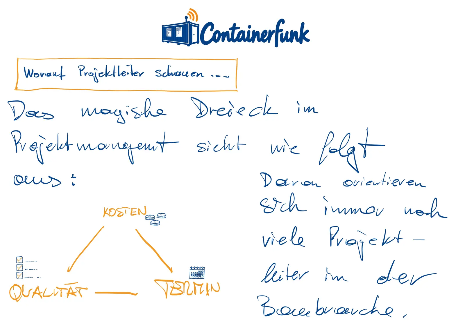 Worauf Projektleiter schauen, handwritten page 1