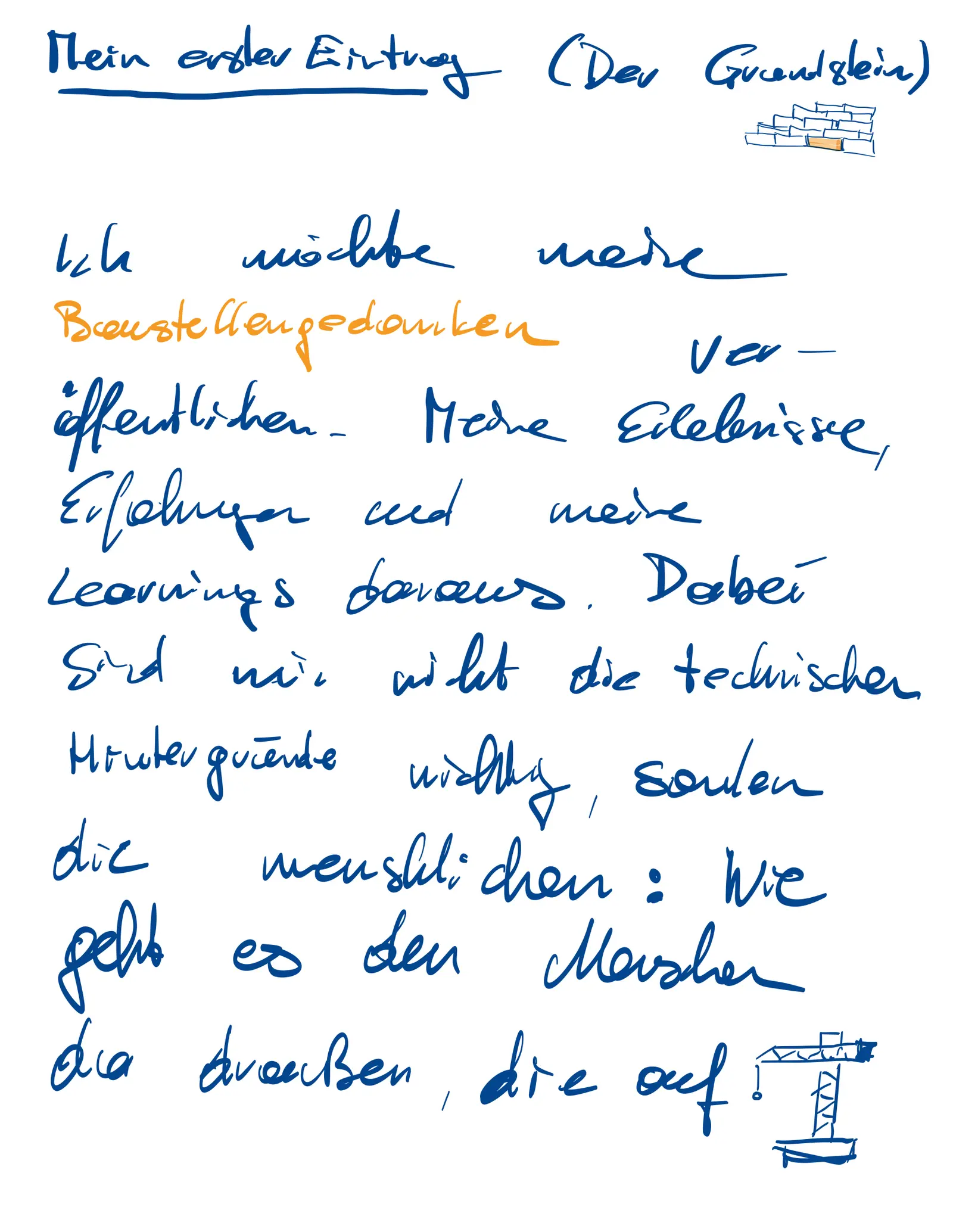 Der Grundstein, handwritten page 1
