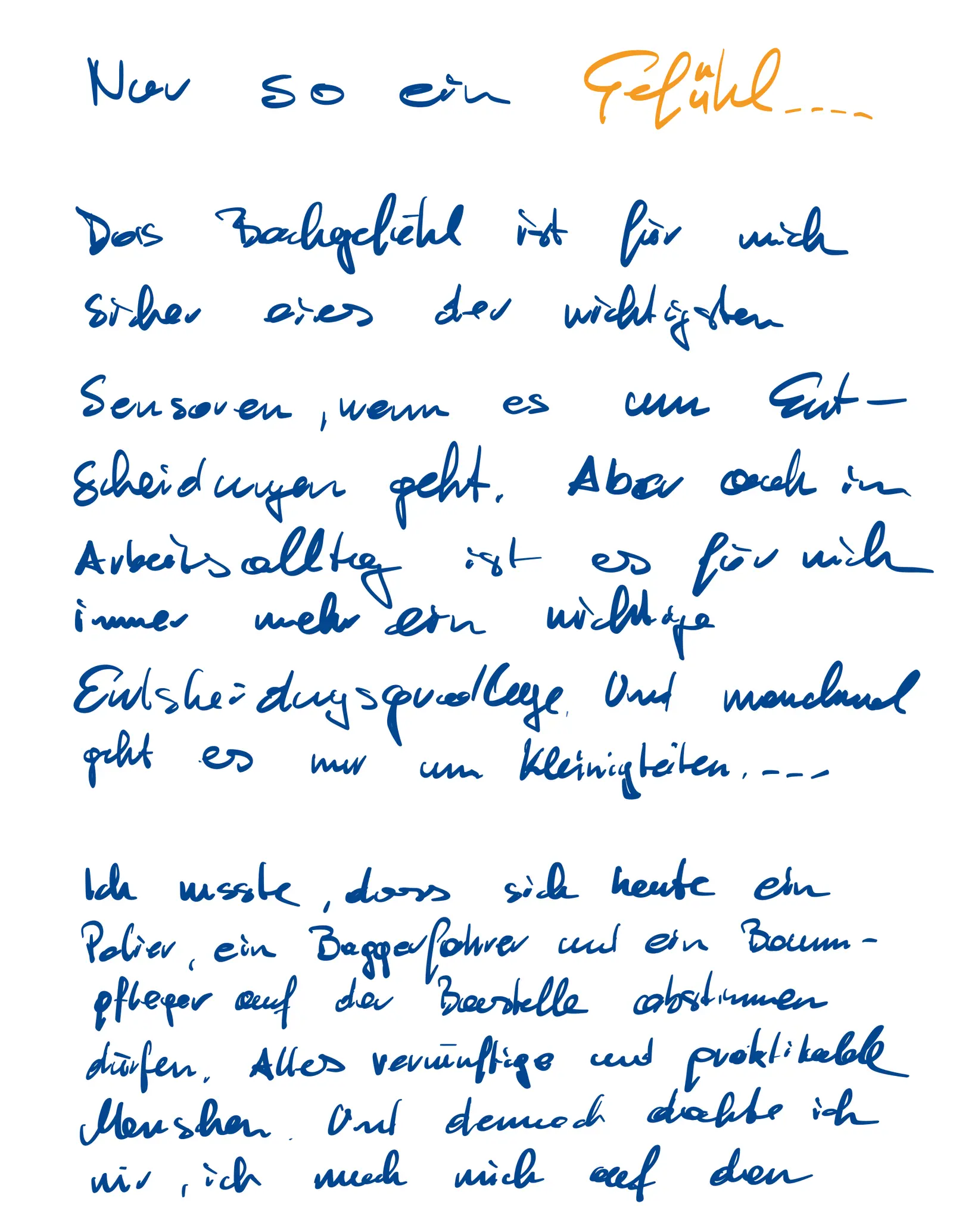 Nur so ein Gefühl...., handwritten page 1